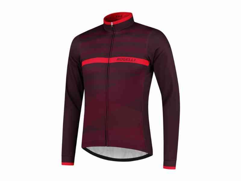 Rogelli Stripe Cykeltrøje - Lange ærmer - Bordeaux XL