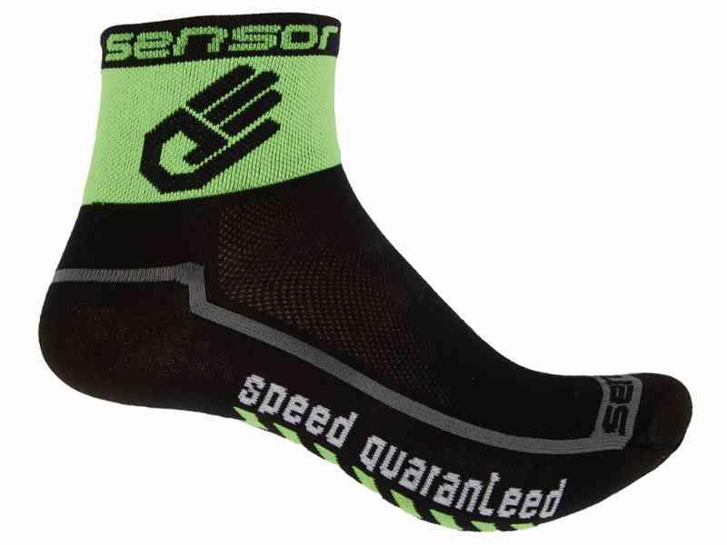 Sensor Race Lite - Cykelstrømper - Sort/grøn - Str. 43-47