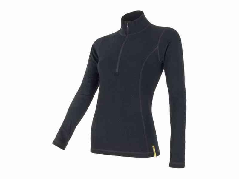 Sensor Merino DF Tee LS Zip – Uldtrøje til damer – Sort – L