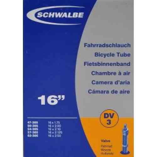 Schwalbe Cykelslange 16 tommer almindelig ventil DV3
