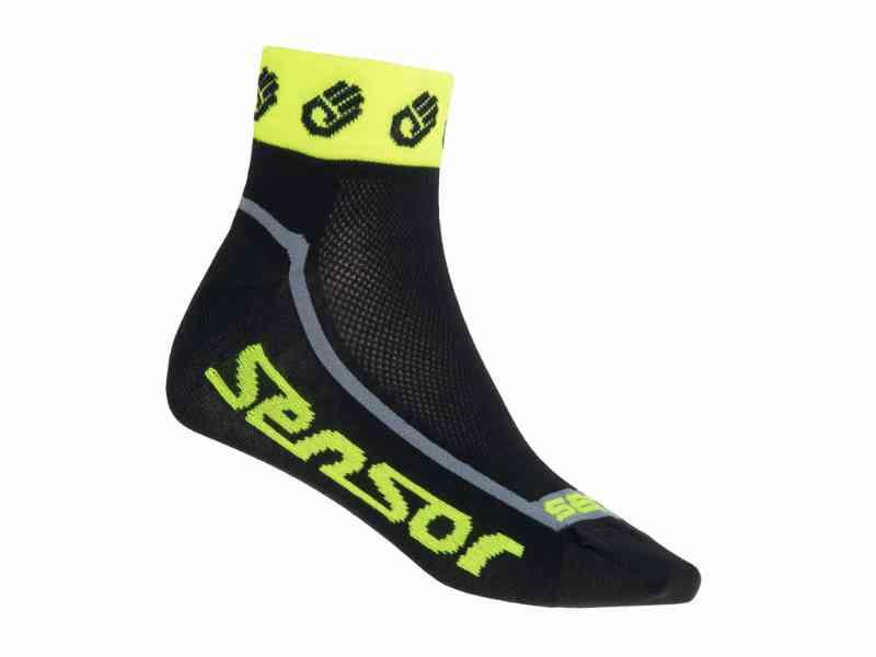 Sensor Race Lite - Cykelstrømper - Sort/Neon Gul 35-38