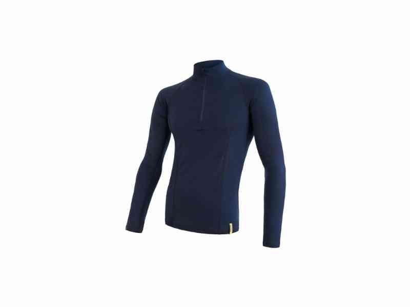 Sensor Merino DF - Herre T-shirt m. lynlås, blå - Str. S