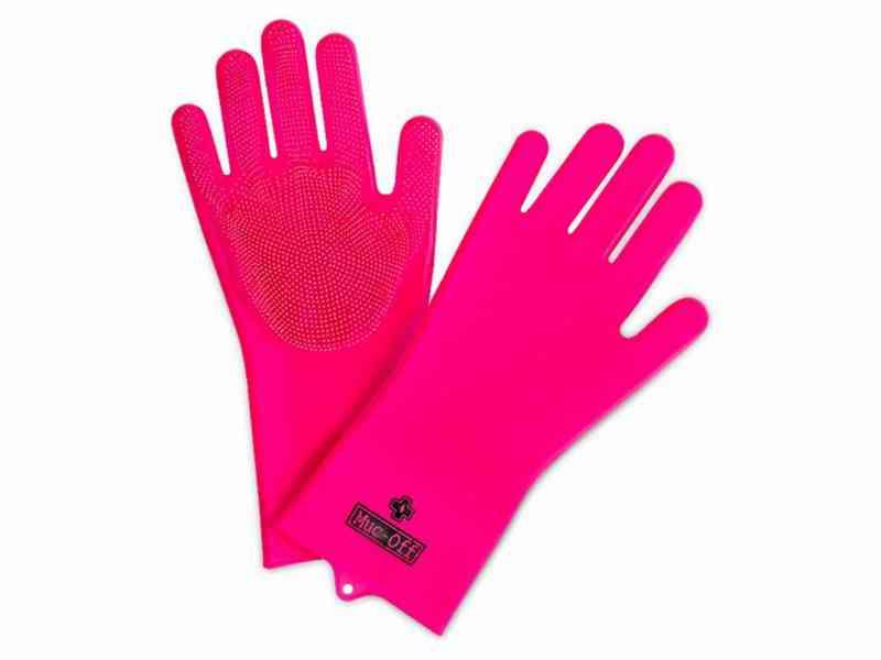 Muc-Off Dybscrubber Gummihandsker - Pink - Large