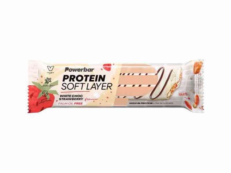 Powerbar Soft Layer – Proteinbar – Hvid chokolade & jordbær 40g