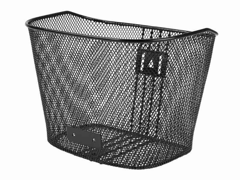 Sort cykelkurv med net til front, inkl. beslag
