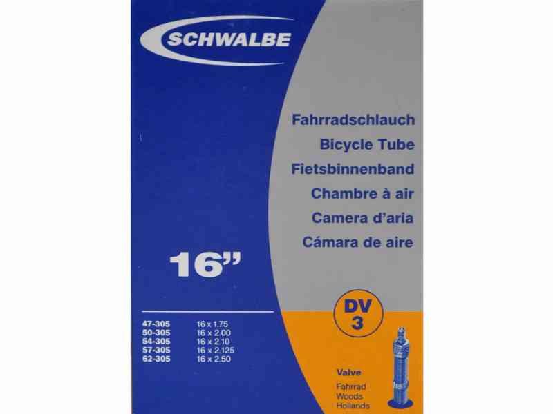 Schwalbe 16" slange 1,75-2,50 med DV3 ventil