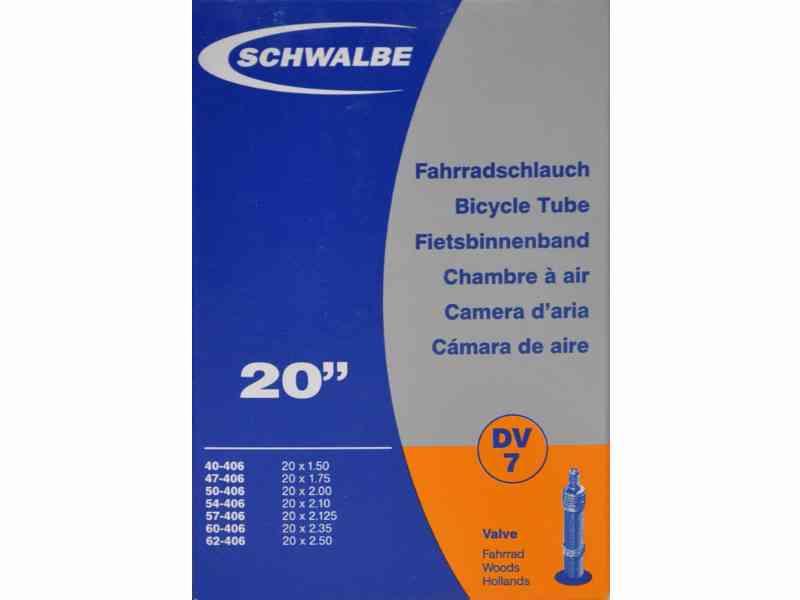 Schwalbe 20 x 1,50-2,50 slange med DV7 ventil