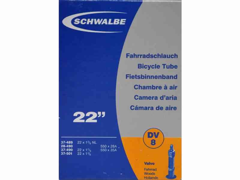 Schwalbe 22 x 1.3/8 slange med DV8 ventil