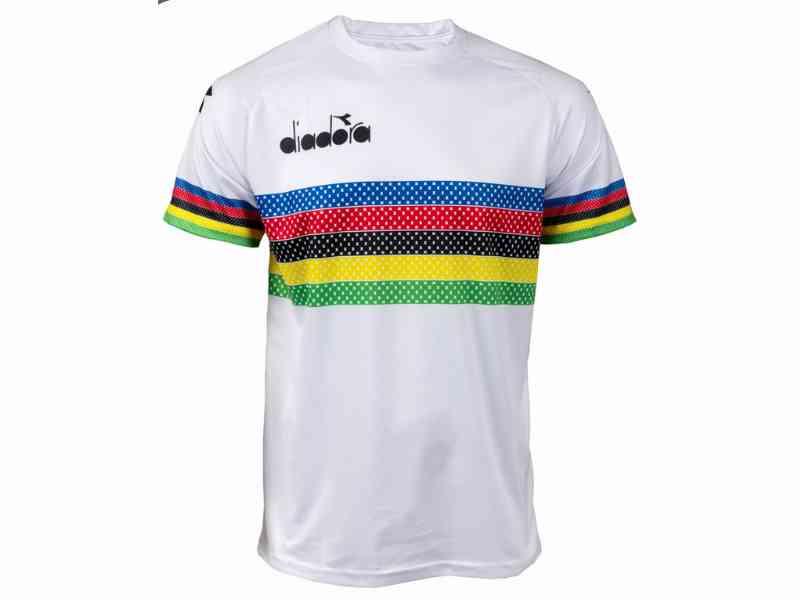 Diadora - Cykel T-shirt med VM-striber - 4 år - Hvid