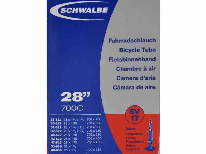 Schwalbe 700x28-45c slange med Racer ventil SV17
