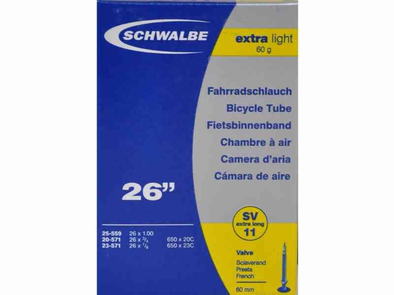 Schwalbe 26 x 1,00 X-Light slange med Racer ventil