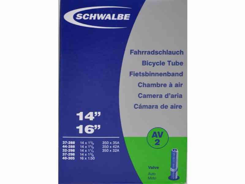 Schwalbe 14 x 1.3/8 slange med Auto ventil AV2