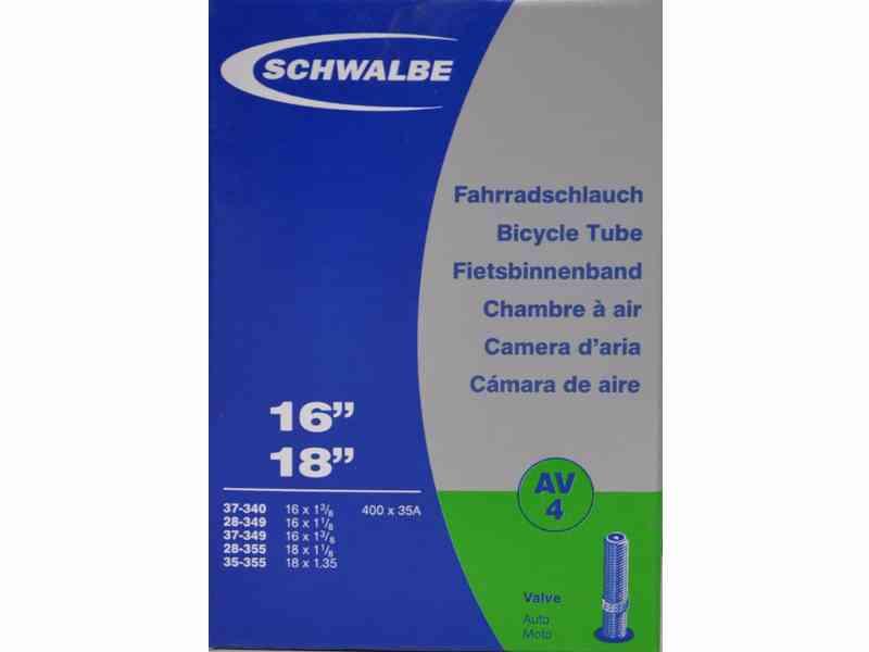 Schwalbe 16" slange med Auto ventil AV4 - Kvalitetsslange