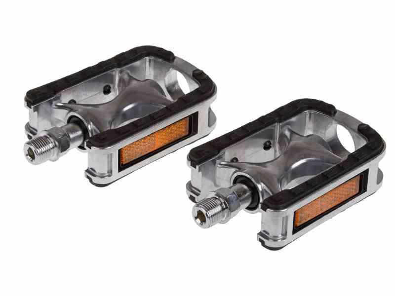 Sølv aluminium pedaler med gummi og skridsikring