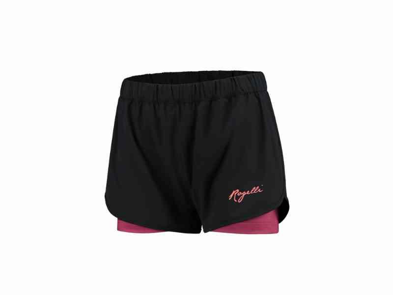 Rogelli Aura – 2-i-1 Løbeshorts til Dame – Sort/Cerise