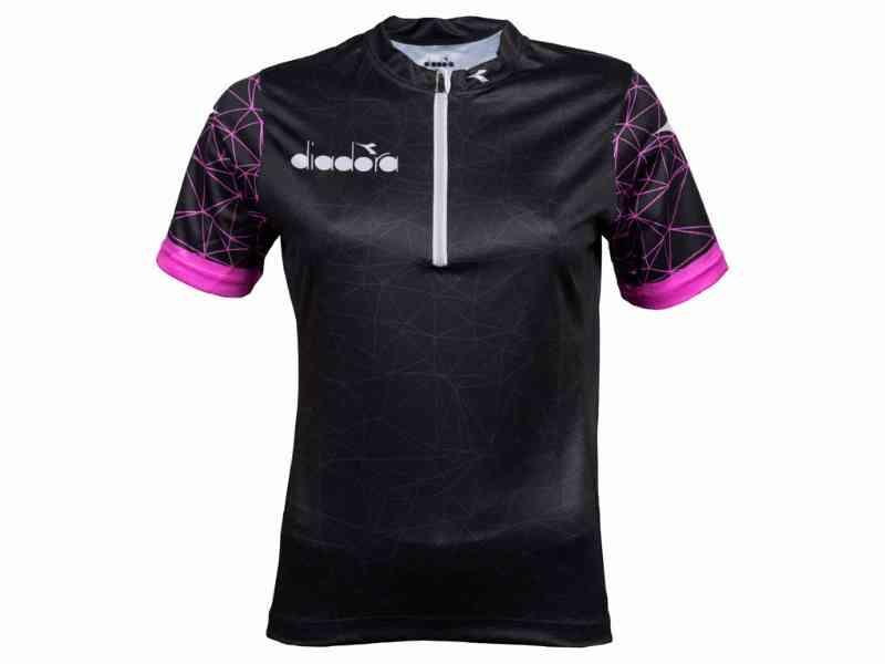 Diadora Agnes - Dame cykeltrøje, kortærmet, L, Sort/Pink