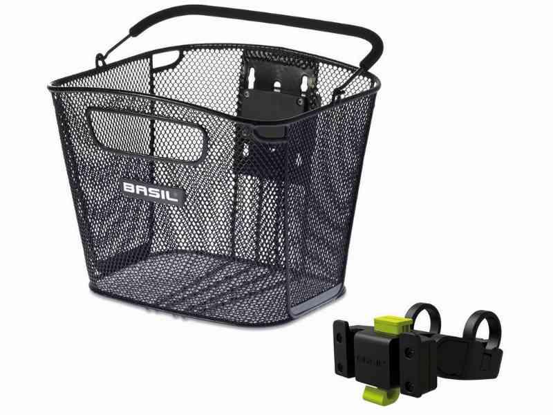 Basil Bold Cykelkurv til Front - Sort med Adapter