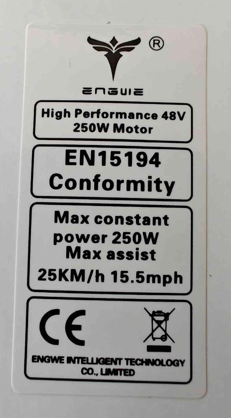 Motormærkat til Engwe elcykel - 1 stk.