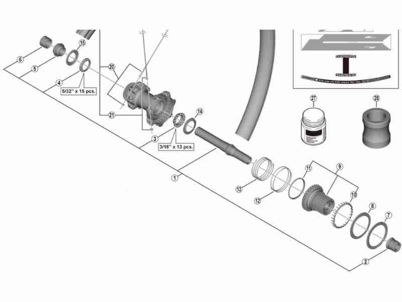 Shimano XT - Komplet akselsæt til baghjul