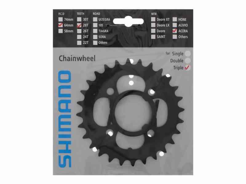 Shimano Acera 28T MTB Klinge - BCD64 - Sort
