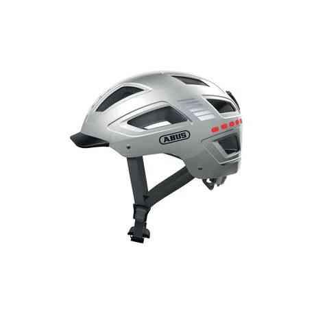 Abus Hyban 2.0 LED cykelhjelm sølv med lys