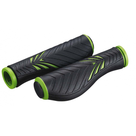 Cykelhåndtag i gel, ergonomisk, sort/grøn - 130 mm