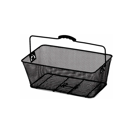 Sort cykelkurv med net, 45x25x17 cm