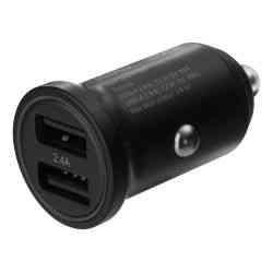 Deltaco 12/24 V Biloplader med 2 USB-A porte, Sort