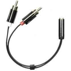 Deltaco 3.5mm Hun til 2xRCA Han, 0.1m, Sort