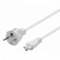 Deltaco Cee 7/7-IEC C5 Kabel 2m - Hvid Ledning
