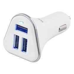 Deltaco Billader, 5.2 A, 3x USB-A, Hvid/Sølv