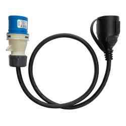 Deltaco Cee Plug 1-fase 16A - Schuko Stik, 1m, Sort