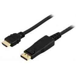 Deltaco DisplayPort til HDMI Kabel 2m Sort