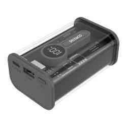 Deltaco 10.000 mAh Powerbank, Transparent, USB-A/C