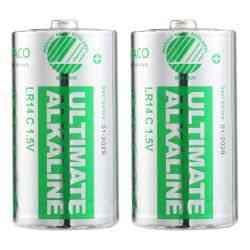 Deltaco Ultimate Alkaline Batterier, LR14/C Størrelse, 2-pak
