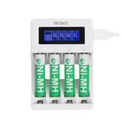 Deltaco Ultimate Ni-mh Usb Charger With 4 X Aaa Batteries - Oplader