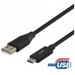 Deltaco USB 2.0 Kabel, USB-A til USB-C, 1,5m, Sort
