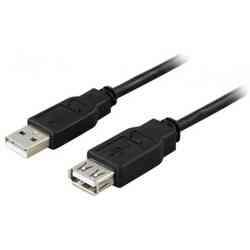Deltaco USB 2.0 Type A Han til Hun 0,2m Sort Kabel