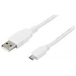 Deltaco USB 2.0 Type A til B Micro 0,25m Hvid Kabel