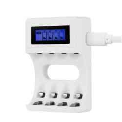 Deltaco USB Oplader til 4 AA/AAA Batterier Hvid
