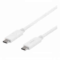 Deltaco USB-C til USB-C Kabel, 1m, Hvid