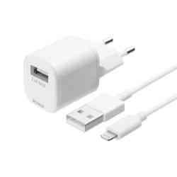 Deltaco USB Vægoplader med Lightning Kabel 1m