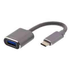 Deltaco USB-C 3.1 til USB-A OTG Adapter, Hvid/Grey