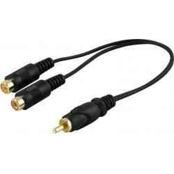 Deltaco Y-adapter 1xRCA han til 2xRCA hun - Kabel