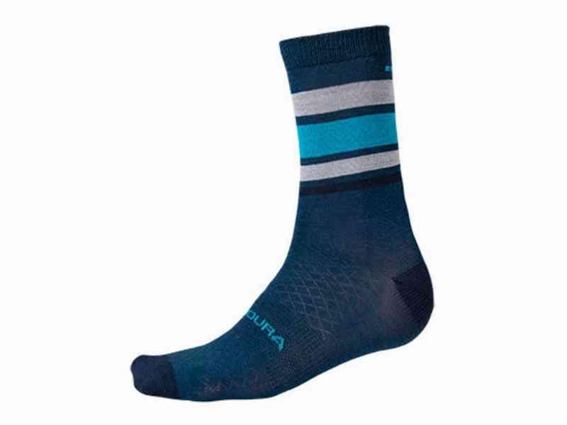 Endura BaaBaa Merino Stribede Cykelstrømper - Blå, L-XL