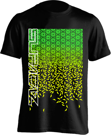 Supacaz T-shirt med stjernefade - Sort/Grøn/Gul