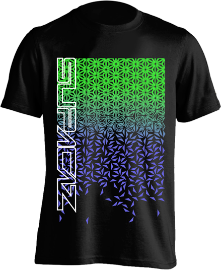 Supacaz T-shirt med stjernefade - Sort/Grøn/Lilla