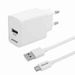 Essentials Vægoplader 12W med Micro USB Kabel 1m, Hvid