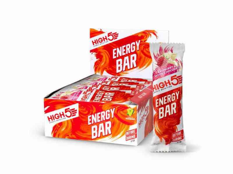 High5 Energibar - Hindbær & hvid chokolade - 12 stk.