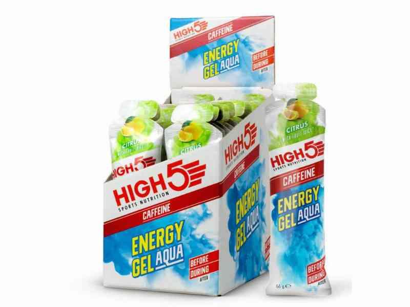 High5 Energy Gel Aqua - Energigel med citrus - Koffein - 1 kasse á 20 stk.